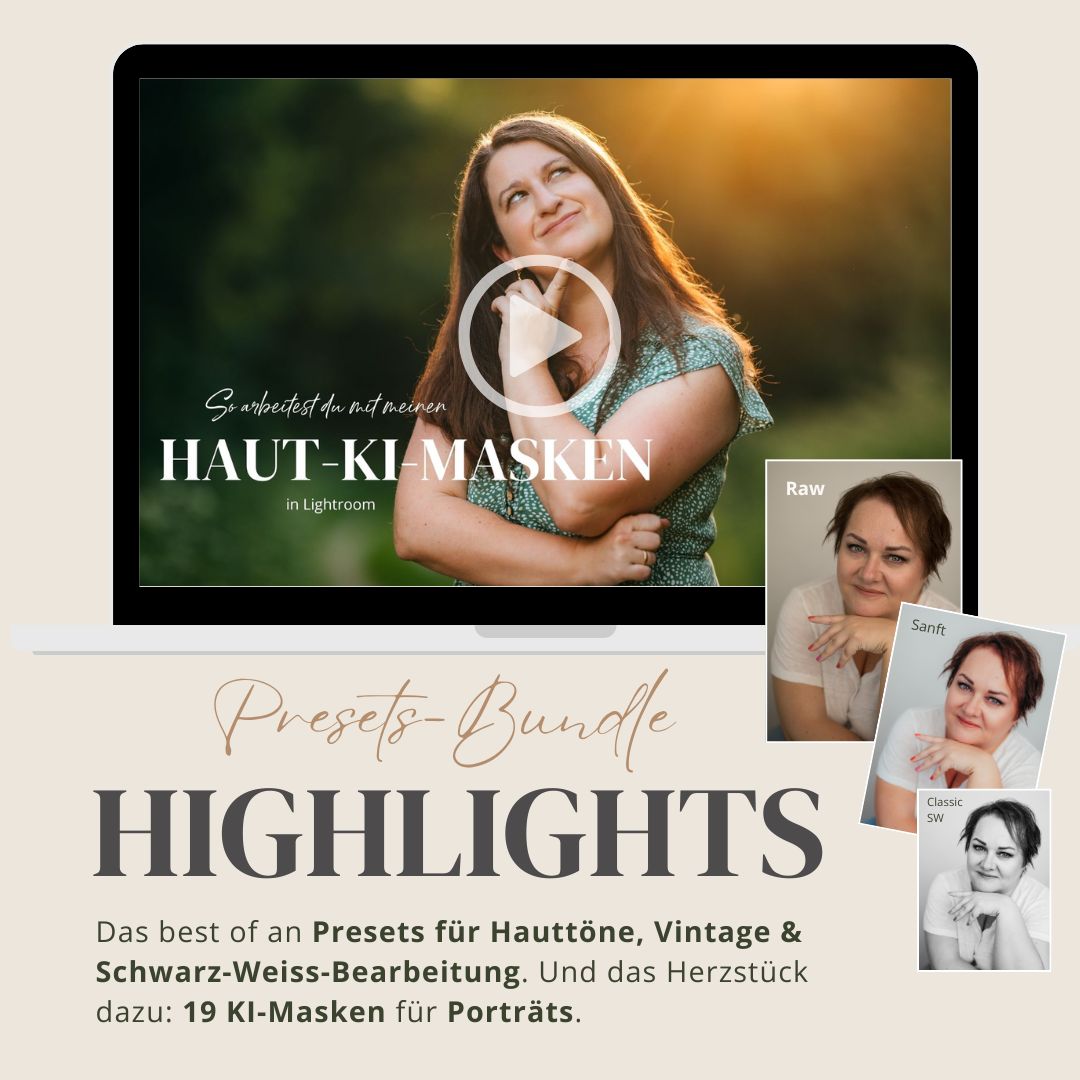 Cover-Bild mit Vorher-Nachher-Bildern für das Presets-Bundle Highlights